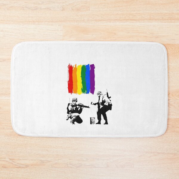 Item preview, Soldiers painting a rainbow flag, Banksy designed and sold by Gaygram.