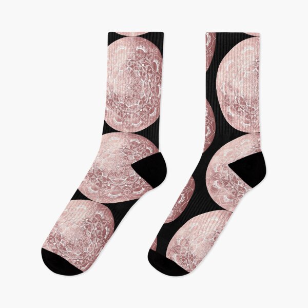 Item preview, Rose golden coloured moon with mandala designed and sold by felinefeelings.
