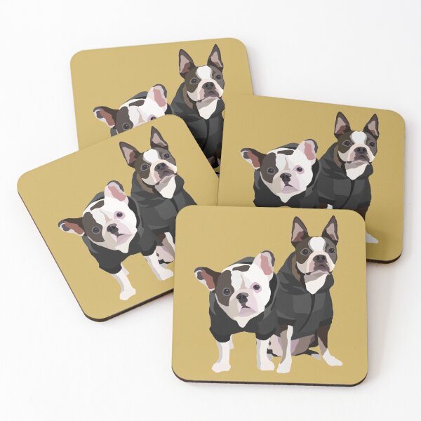 Artikelvorschau, Boston und Frenchie Hunde Portrait digitale Illustration entworfen und verkauft von sherylwylie.