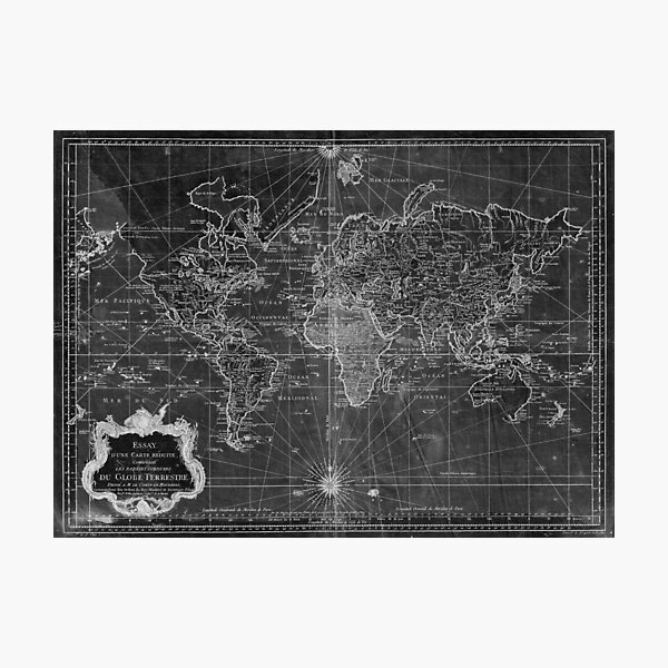Item preview, World Map (1778) Black & White  designed and sold by BravuraMedia.