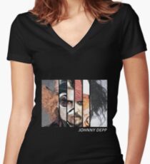 Johnny Depp Characters Women's Fitted V-Neck T-Shirt