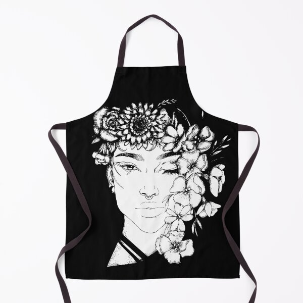 Item preview, black and white floral girl designed and sold by Miaart365.