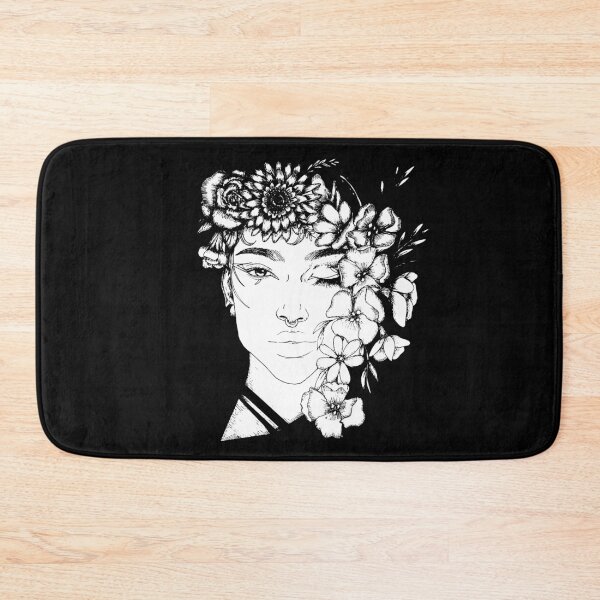 Item preview,  black and white floral girl designed and sold by Miaart365.