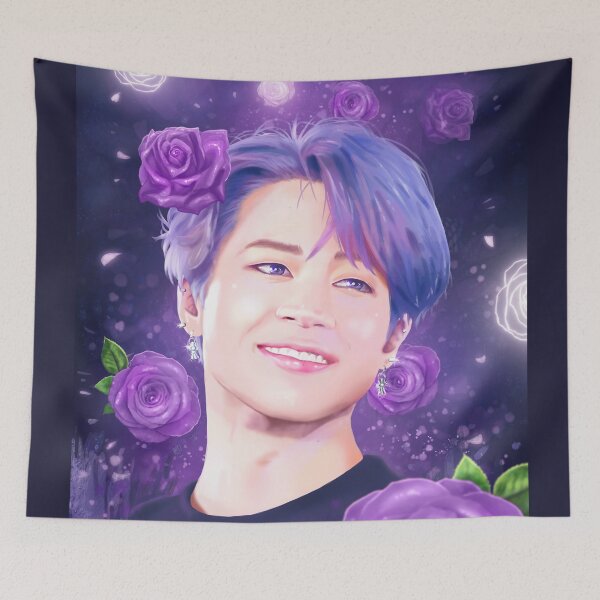 Item preview, Jimin BTS Bangtan kpop purple roses designed and sold by LJSnow.