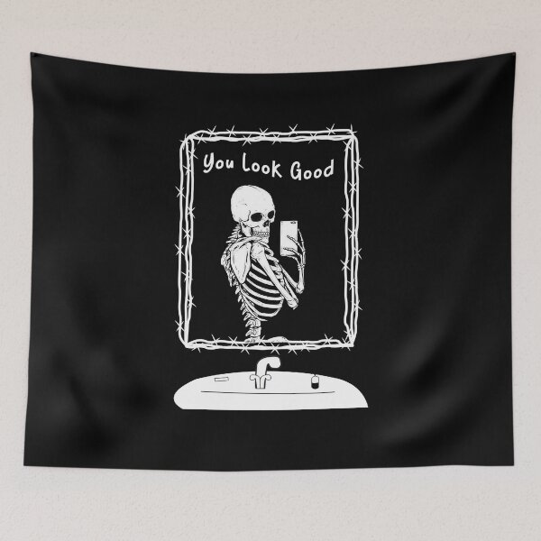 Item preview, you look good skeleton mirror selfie black and white-silly designed and sold by bdmart33.