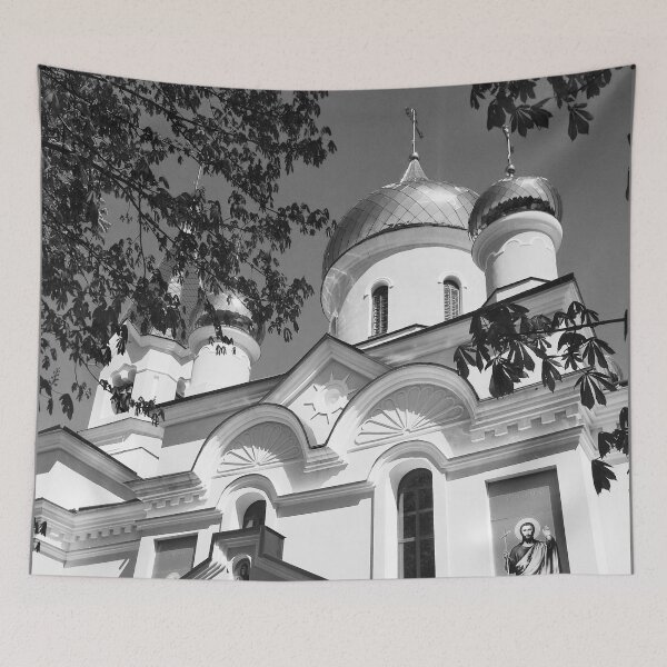 Item preview, Orthodox church with shining domes on a bright summer day  designed and sold by helenkaiy.