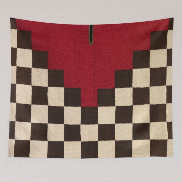 Item preview, BLACK WHITE CHECKERS IN RED  Antique Inca Tunic designed and sold by BulganLumini.