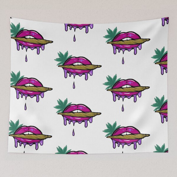 Item preview, Pink And Purple Dripped Weed Blunt Lips designed and sold by GanjaGrip.