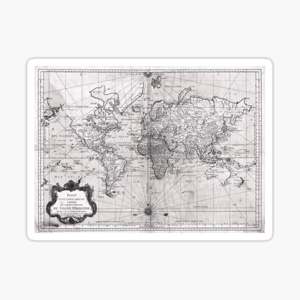 Item preview, World Map (1778) White & Black  designed and sold by BravuraMedia.