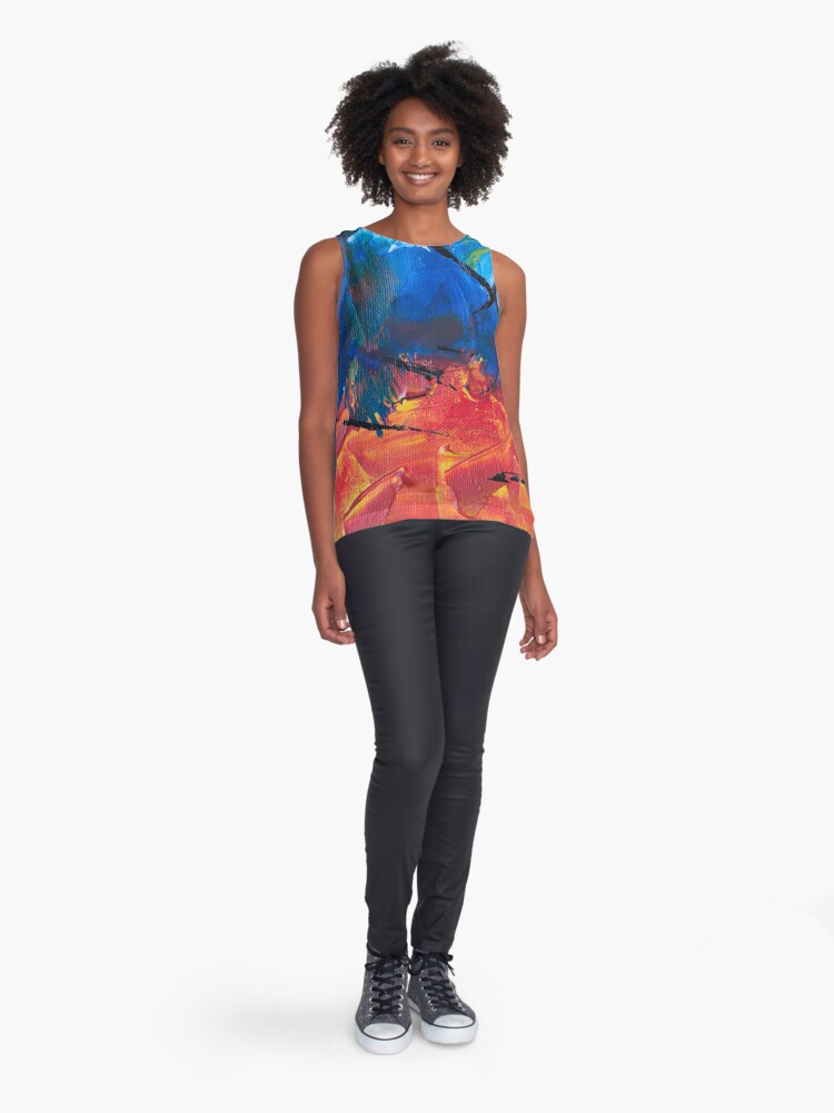 Alternate view of Abstract Painting with Orange Tendency Sleeveless Top