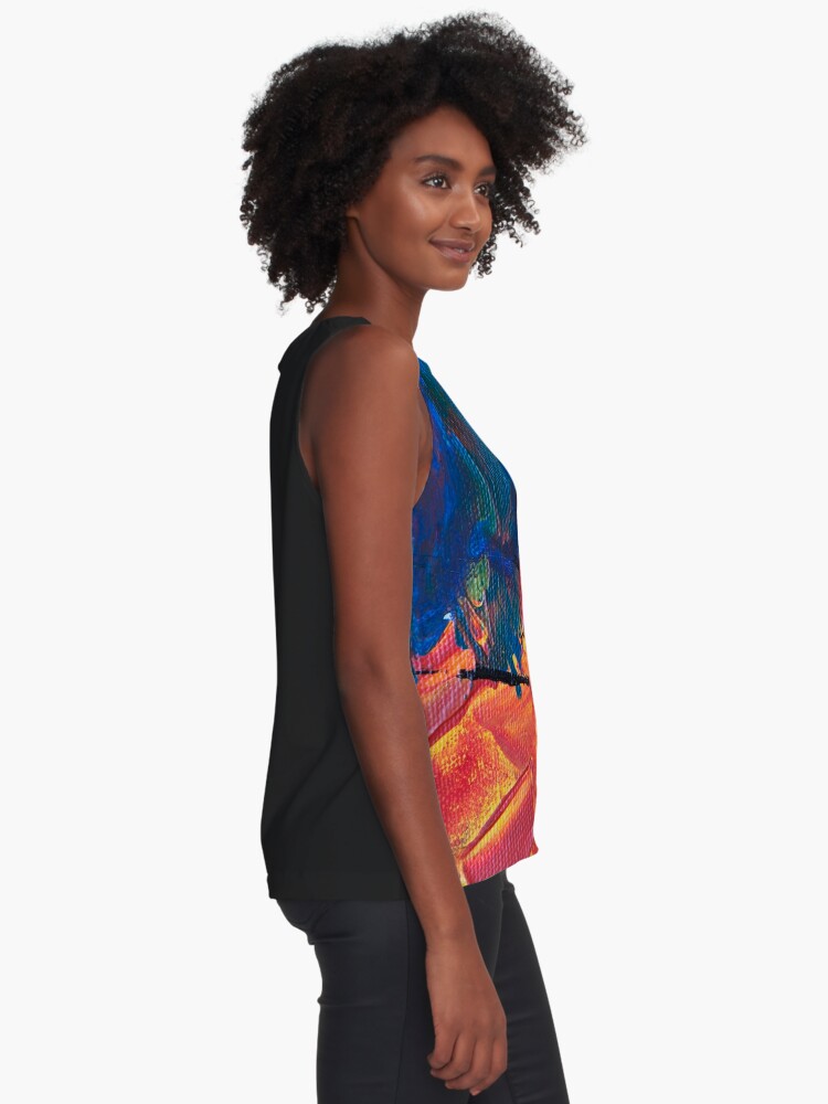 Alternate view of Abstract Painting with Orange Tendency Sleeveless Top