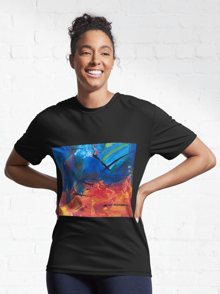 Alternate view of Abstract Painting with Orange Tendency Active T-Shirt