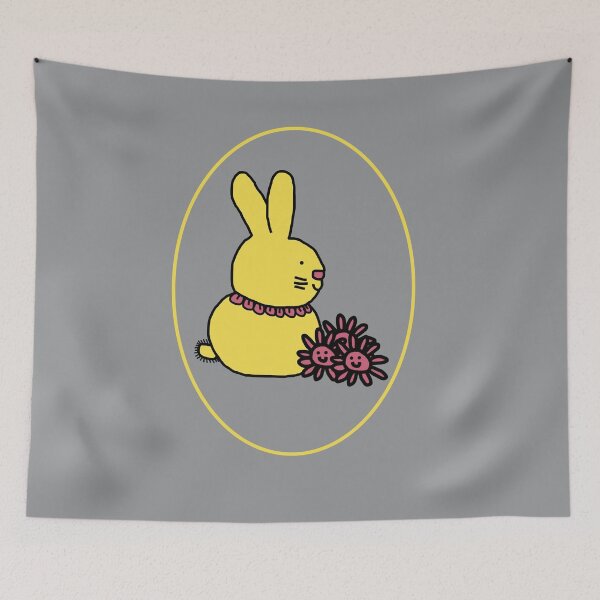 Item preview, Easter Greetings Illuminating Bunny with Flowers Ultimate Gray Oval designed and sold by ellenhenry.