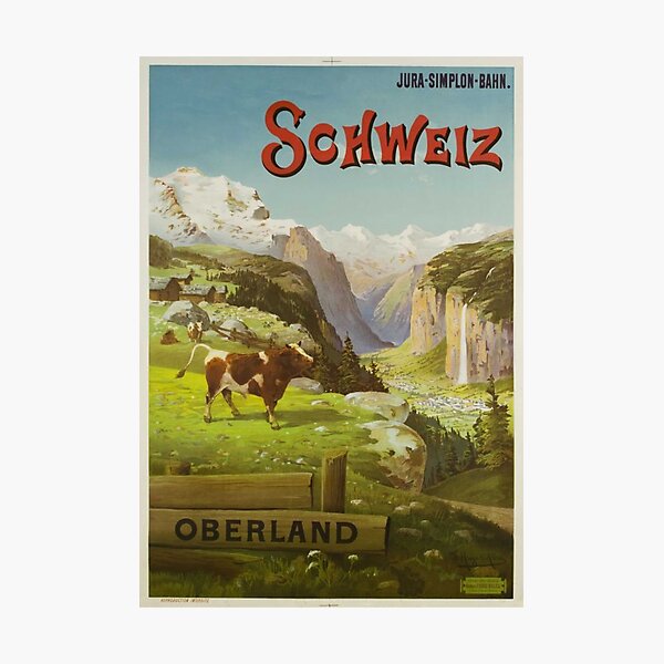 Item preview, Bernese Oberland 1895  Vintage Switzerland Poster Vintage Swiss designed and sold by cutesy.