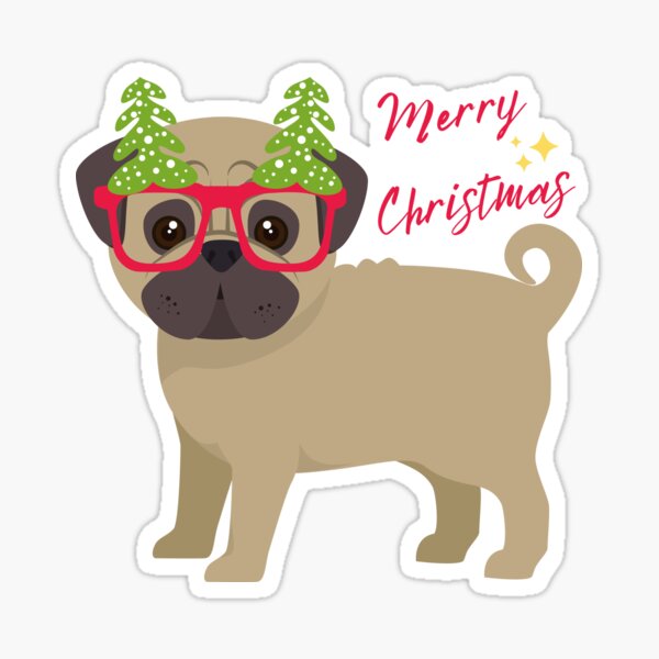 Merry Christmas Pug Sticker