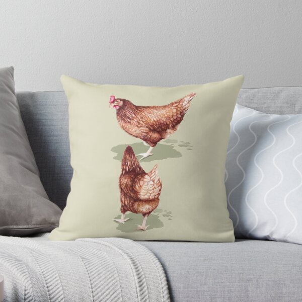 I love Chickens - Watercolor illustration Throw Pillow