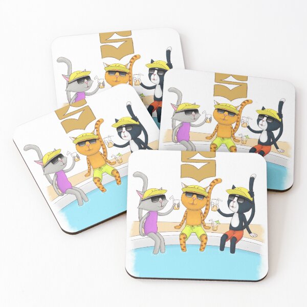 Item preview, CUTHBERT AND FRIENDS AT THE POOL IN CALIFORNIA designed and sold by kittencuthbert.