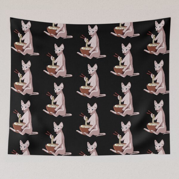 Item preview, Sphynx Cat eats Japanese Ramen Noodles designed and sold by UpYourSelf.