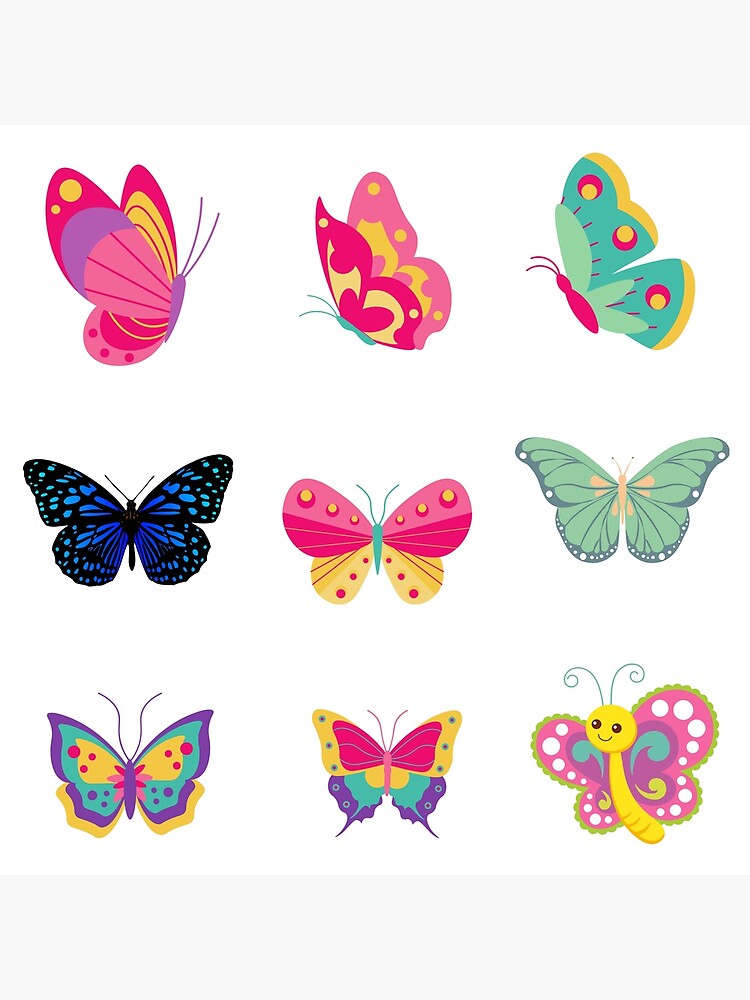 "Purple and green cute butterfly emoji sticker pack." Poster for Sale