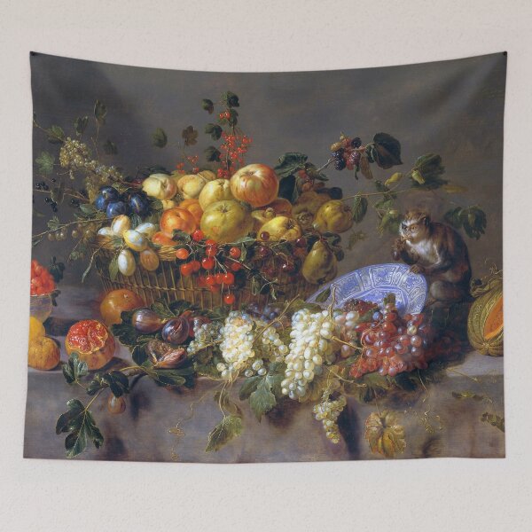 Item preview, Still Life with Fruit and a Monkey eating Grapes by Adriaen van Utrecht, Flemish, 1635 designed and sold by Shapes-Mania.