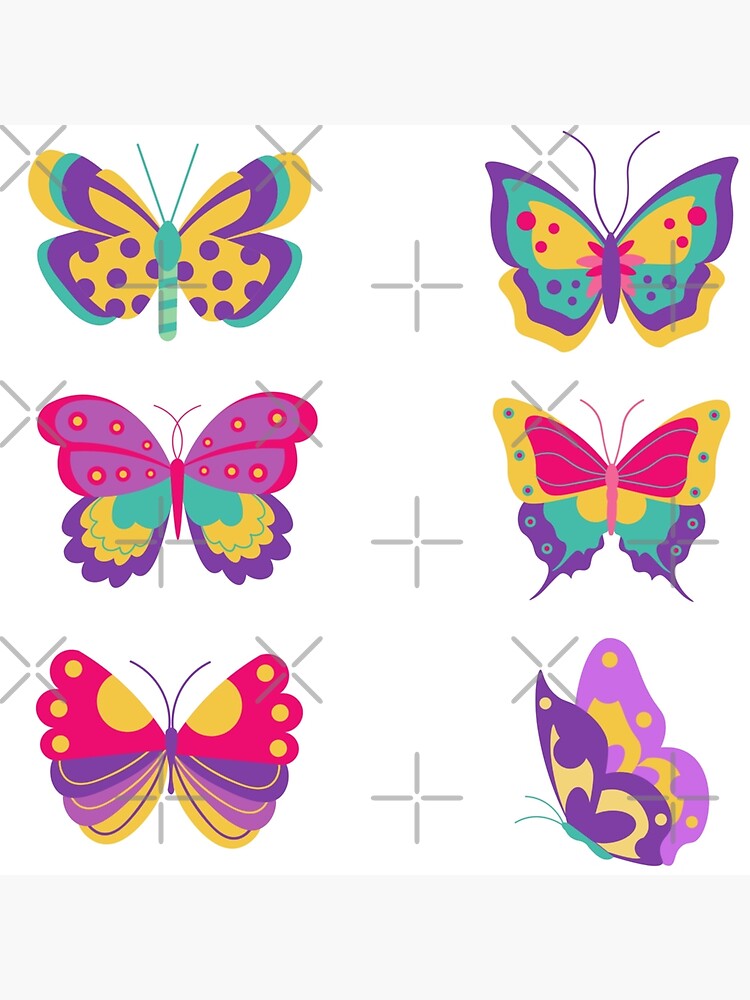 "Purple Butterfly Emoji pack" Art Print by mewsis Redbubble