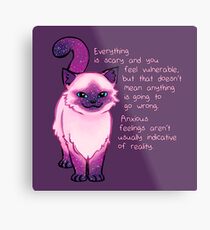Anxiety Encouragement Galaxy Cat Metal Print