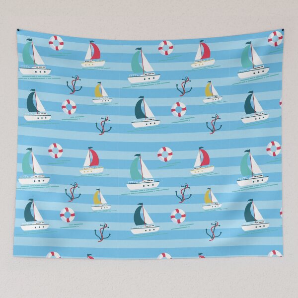 Item preview, Sail Boat Nautical Pattern designed and sold by CarolinaArtShop.