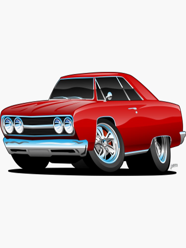 Muscle Car Red Hot Classic Muscle Car Coupe Cartoon Sticker For Sale By Jackatees Redbubble