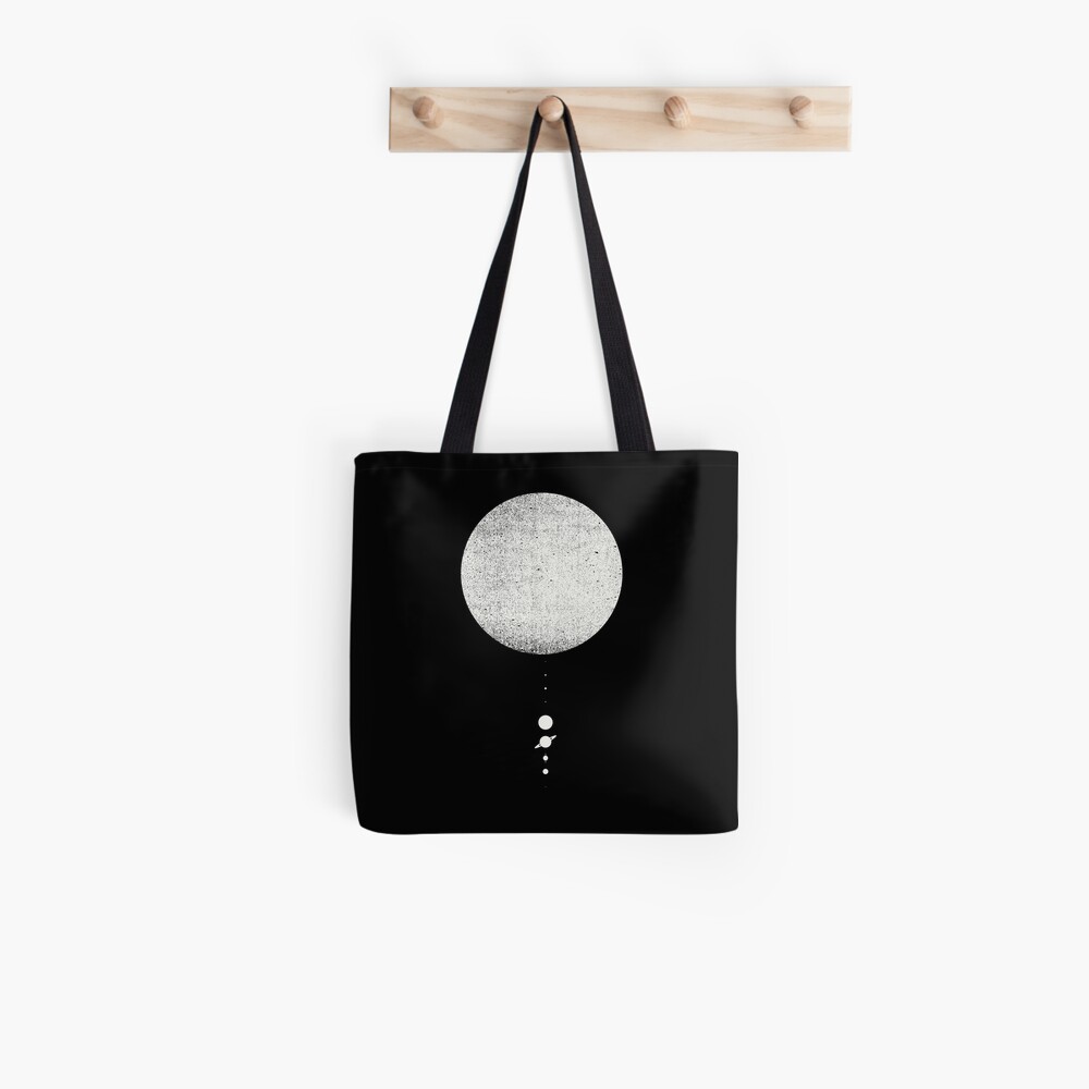 Minimal Solar System | White Ink Edition Tote Bag