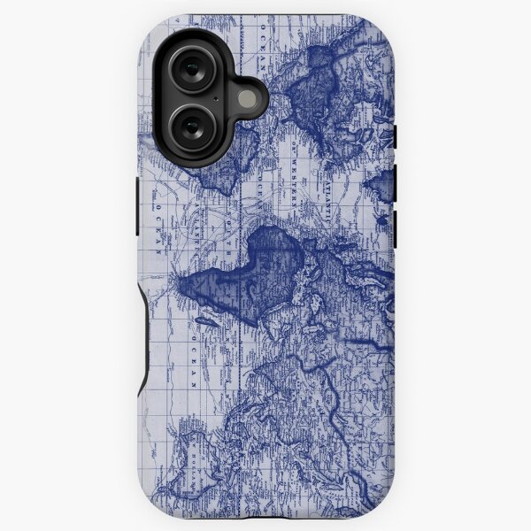 Item preview, Vintage Map of The World (1833) White & Blue designed and sold by BravuraMedia.