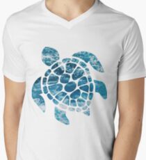 Camiseta para hombre de cuello en v Tortuga marina del mar