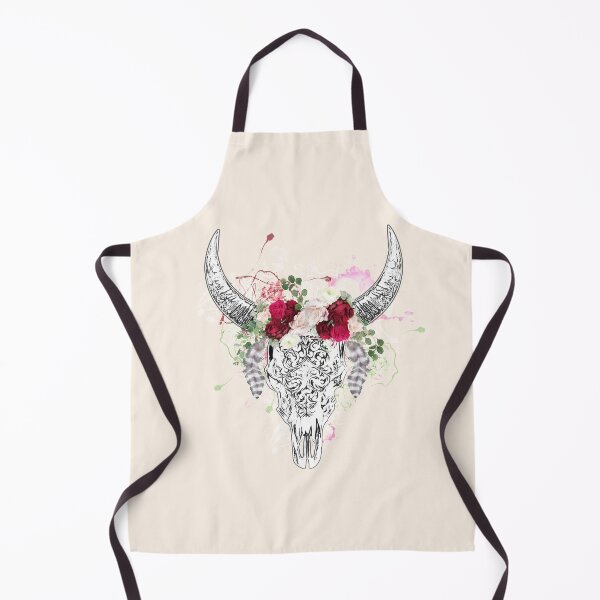 Item preview, Cow Skull and Crown rose watercolor designed and sold by Collagedream.