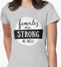Females Are Strong As Hell | Pink Women's Fitted T-Shirt