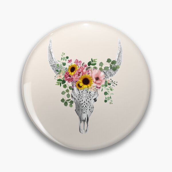 Item preview,  Watercolor Skull and Crown pink yellow rose and sunflowers designed and sold by Collagedream.