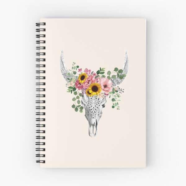Item preview,  Watercolor Skull and Crown pink yellow rose and sunflowers designed and sold by Collagedream.