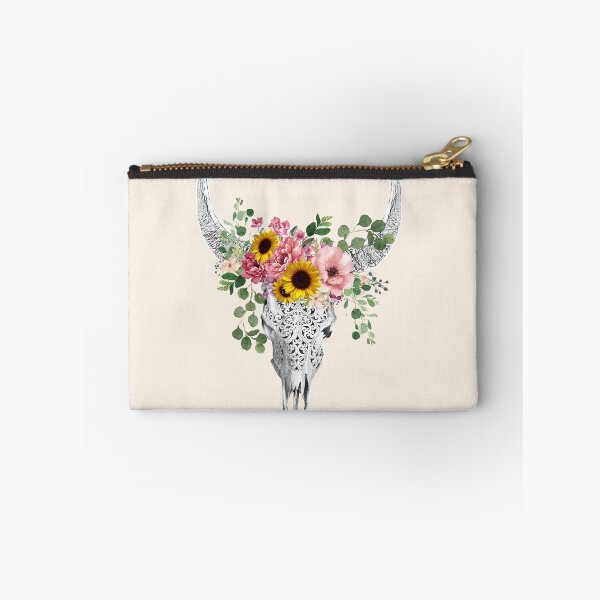 Item preview,  Watercolor Skull and Crown pink yellow rose and sunflowers designed and sold by Collagedream.