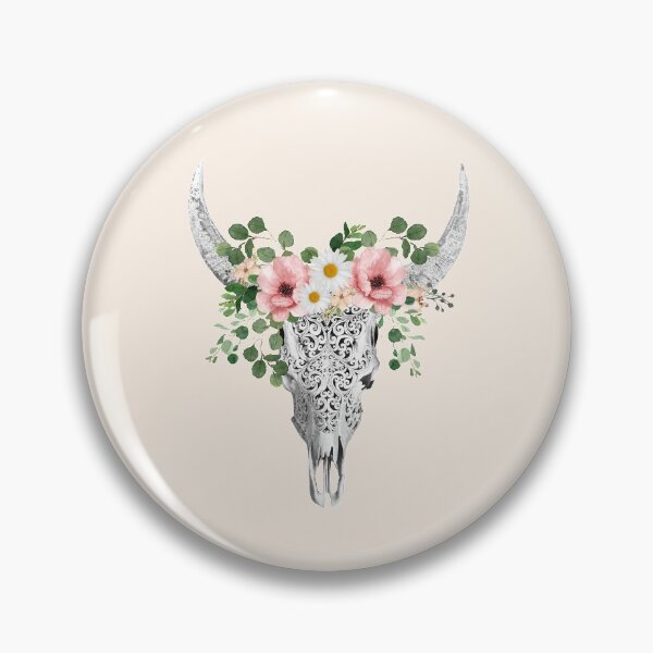 Item preview, Watercolor Skull and Crown pink  rose and daisies designed and sold by Collagedream.