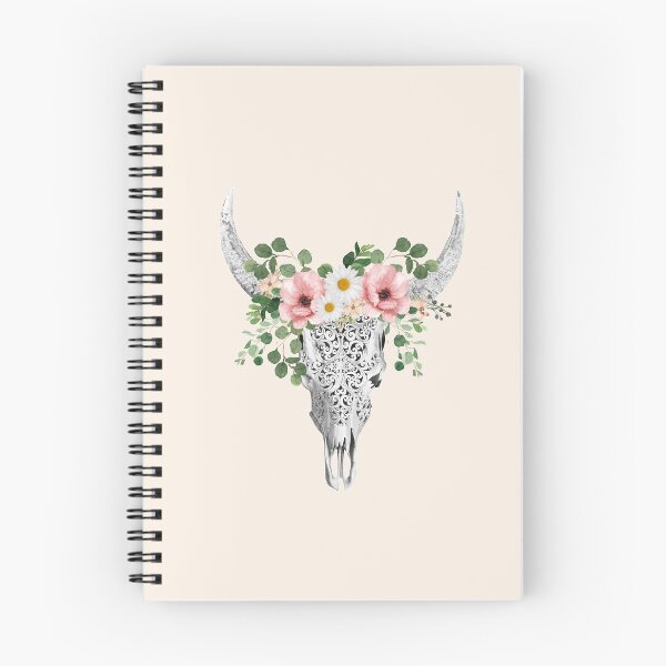 Item preview, Watercolor Skull and Crown pink  rose and daisies designed and sold by Collagedream.