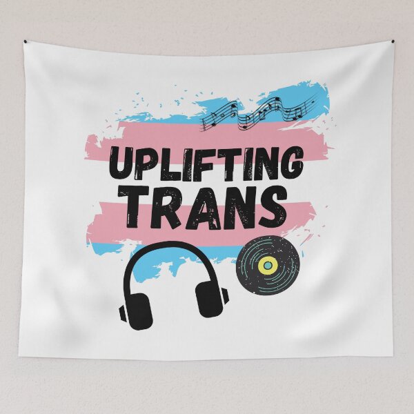 Item preview, Uplifting Trance Trans Flag Edition for LGBTQ+ Music Lovers designed and sold by Nathalie Aynié.