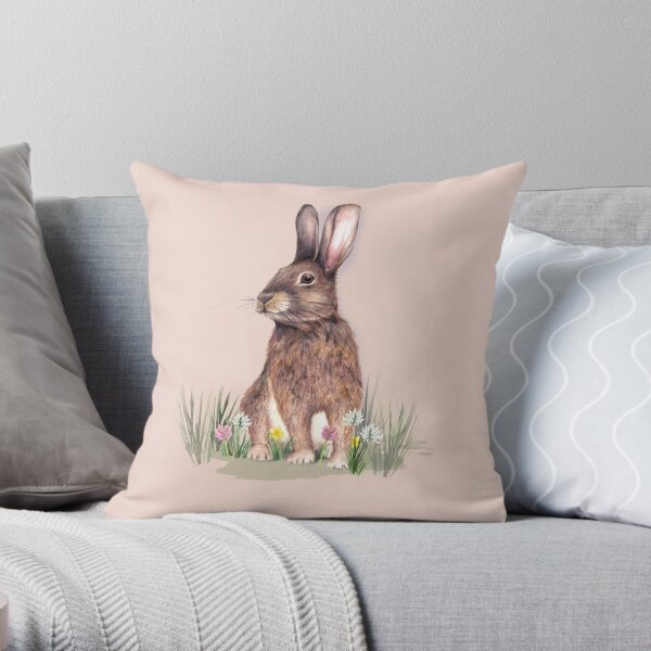 I love Rabbits Throw Pillow