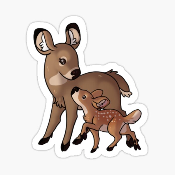 Doe and Fawn Sticker