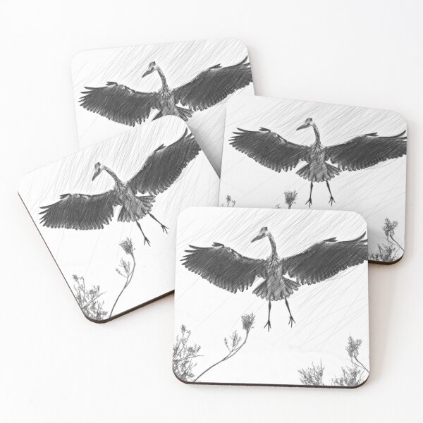 Item preview, A grey heron - digital art draw designed and sold by pietrofoto.