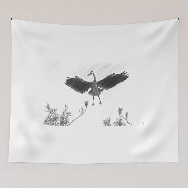 Item preview, A grey heron - digital art draw designed and sold by pietrofoto.