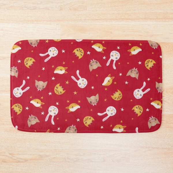 Item preview, Fox cats rabbits, red background designed and sold by jwebmarket.