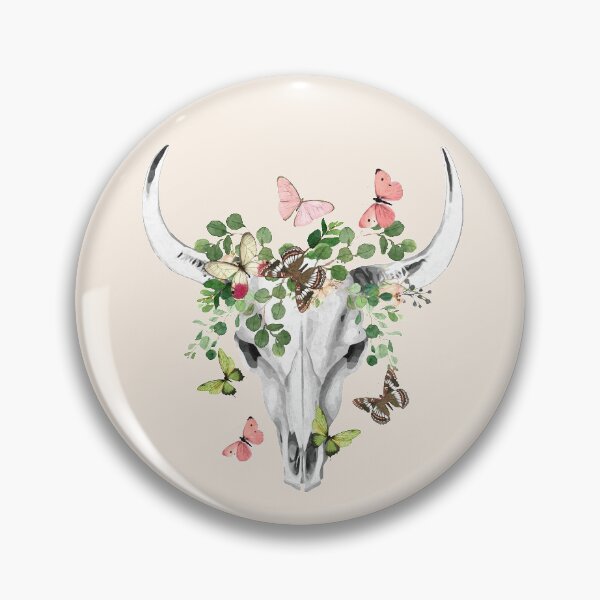 Item preview, Cow Skull and Crown leaves and butterflies designed and sold by Collagedream.