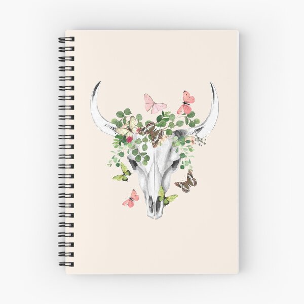 Item preview, Cow Skull and Crown leaves and butterflies designed and sold by Collagedream.
