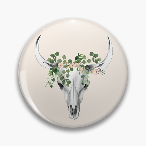 Item preview, Cow Skull and Crown eucaliptus leaves and little flowers designed and sold by Collagedream.