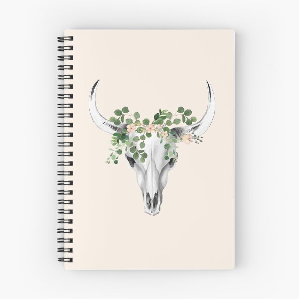 Item preview, Cow Skull and Crown eucaliptus leaves and little flowers designed and sold by Collagedream.
