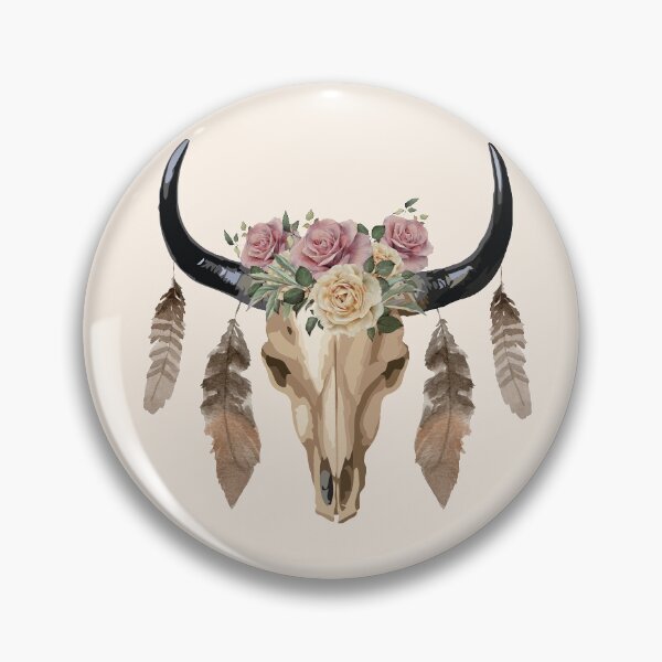 Item preview, Cow Skull and Crown leaves and butterflies designed and sold by Collagedream.