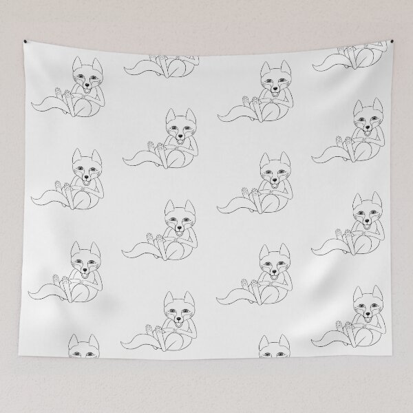 Item preview, a full-length fox drawn with lines is laughing designed and sold by nataliavavilina.